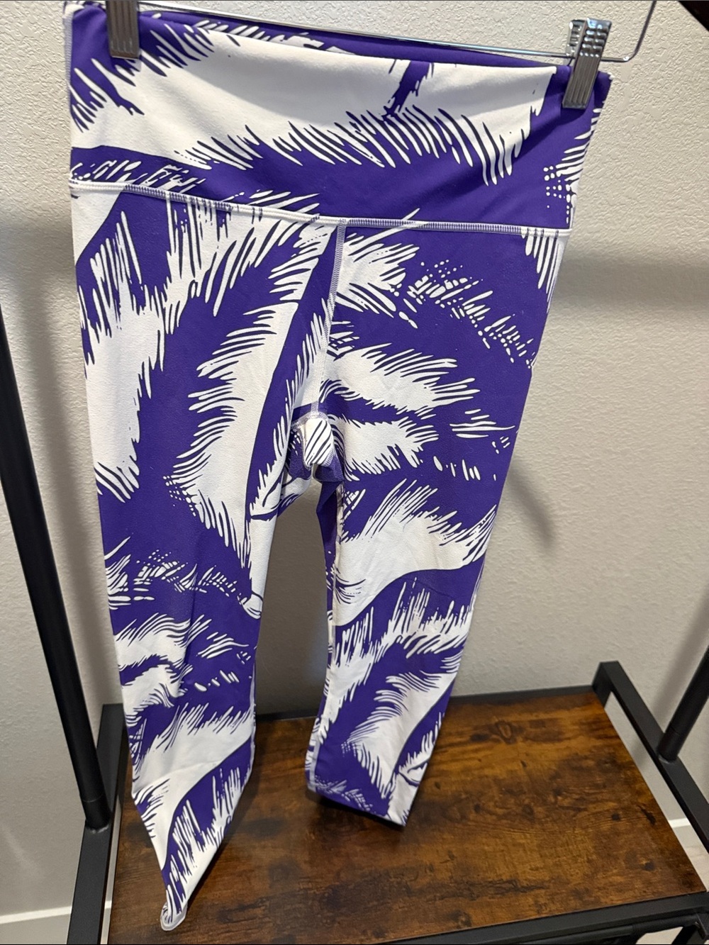 Fabletics Purple and White Abstract Print Kids Leggings